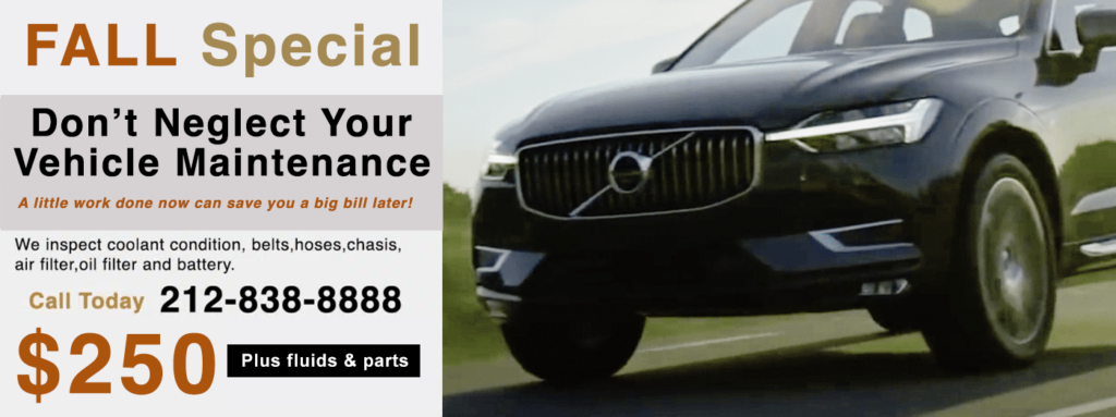 Best Volvo dealer alternative near me in NYC. We do everything the Volvo dealer can do and more. Ask about our Volvo spring scheduled service special to help you keep your Volvo running like new.